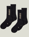 Cuera 2-pack Cuera Padel Socks in Black/Sand, flat lay front view