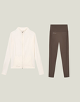 Cuera Active Cuera Zip Cardigan & Active Logo Tights Long Combo, flat lay front view