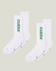Cuera 2-pack Cuera Padel Socks in White/Green, flat lay front view