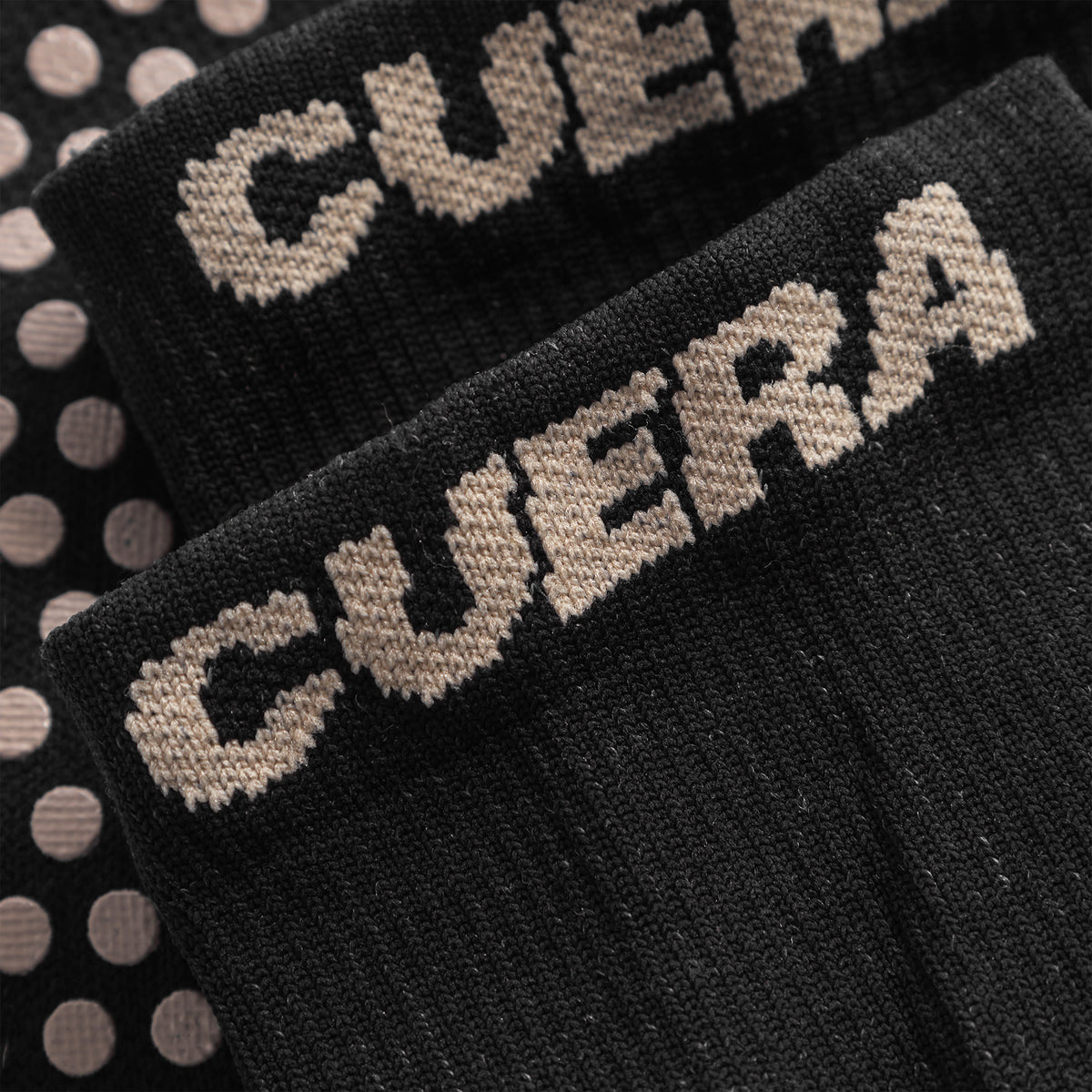 Cuera Oncourt Grip Sock in Black, logo print detail