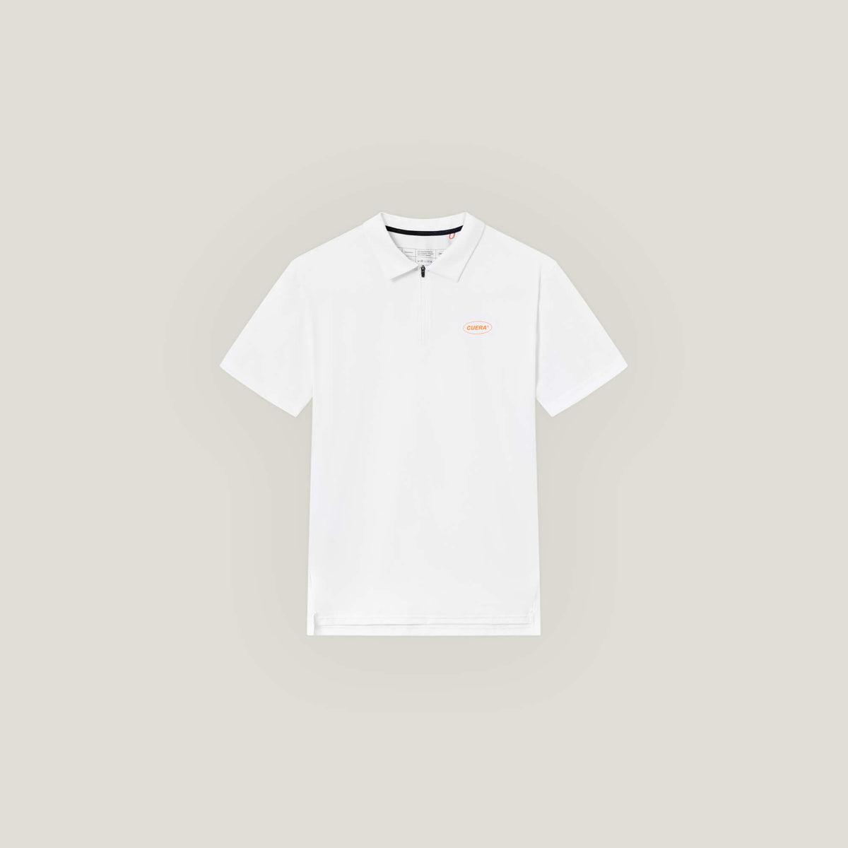 Cuera Oncourt Made Polo ss in White, flat lay front view
